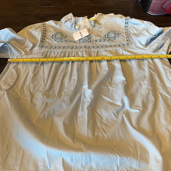 Free People Women's Light Blue Lace Detail Top - Picture 7 of 9